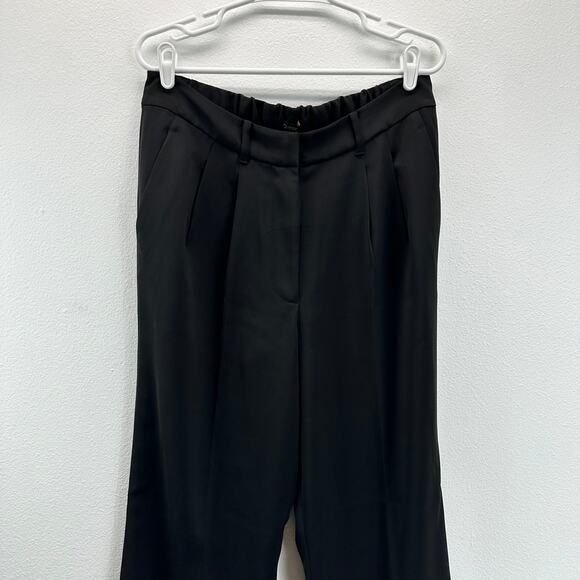 NWOT Quince Stretch Crepe Pleated Wide Leg Pants Black 14 - Picture 4 of 14